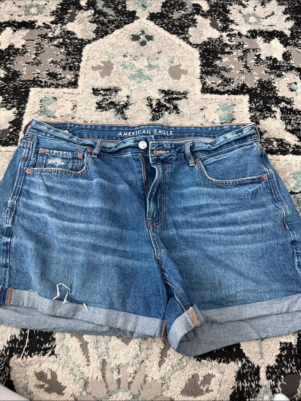American Eagle Outfitters Blue Rolled Hem Denim Shorts